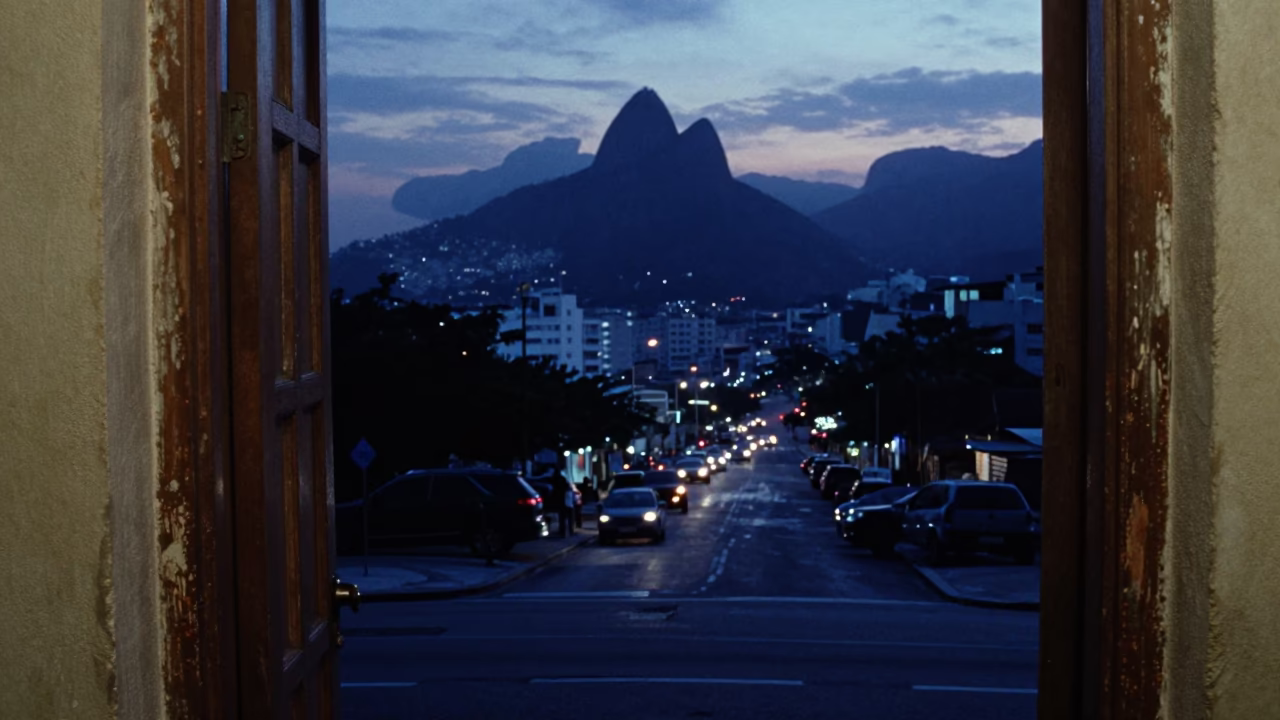 Rio De Janeiro Street Scene at The Still Hours Before Dawn Light in in Rio de Janeiro, Brazil