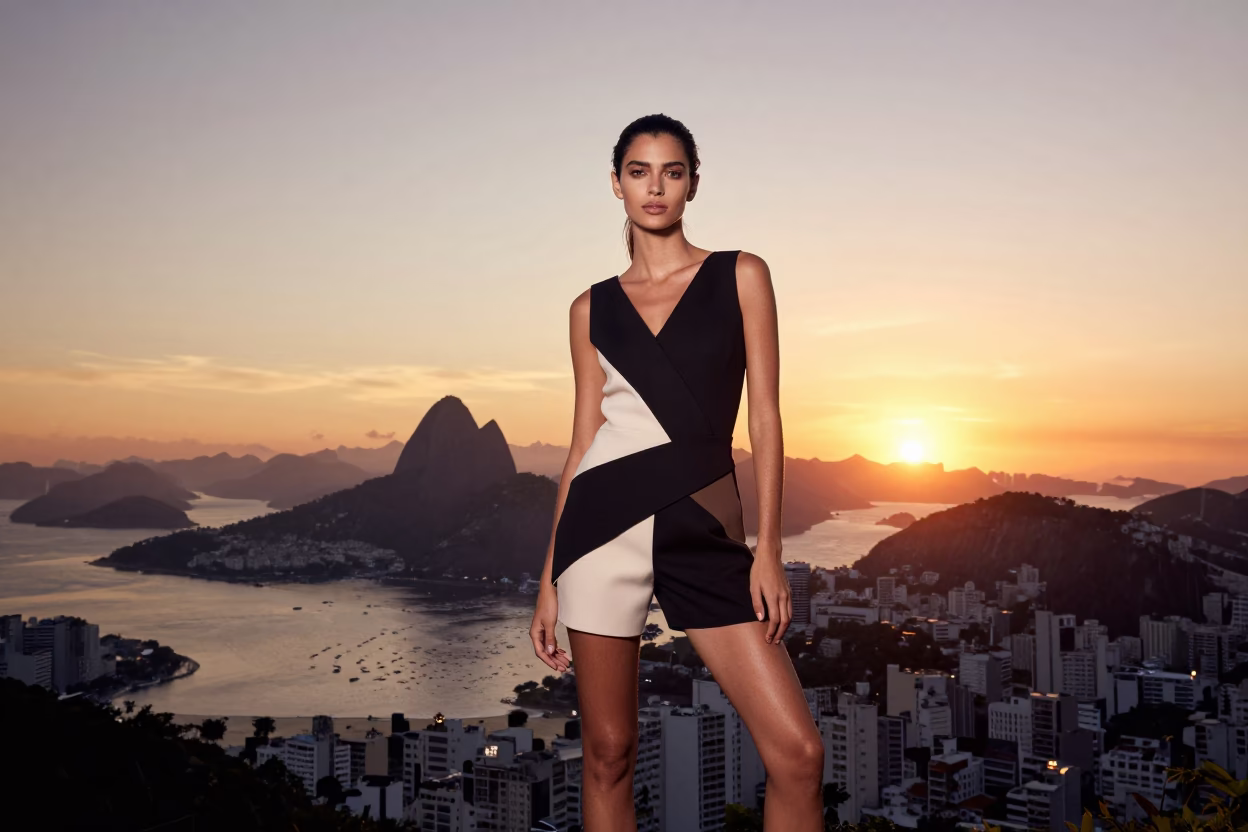 Rio De Janeiro Sunset Portrait at Sunset Light in in Rio de Janeiro, Brazil