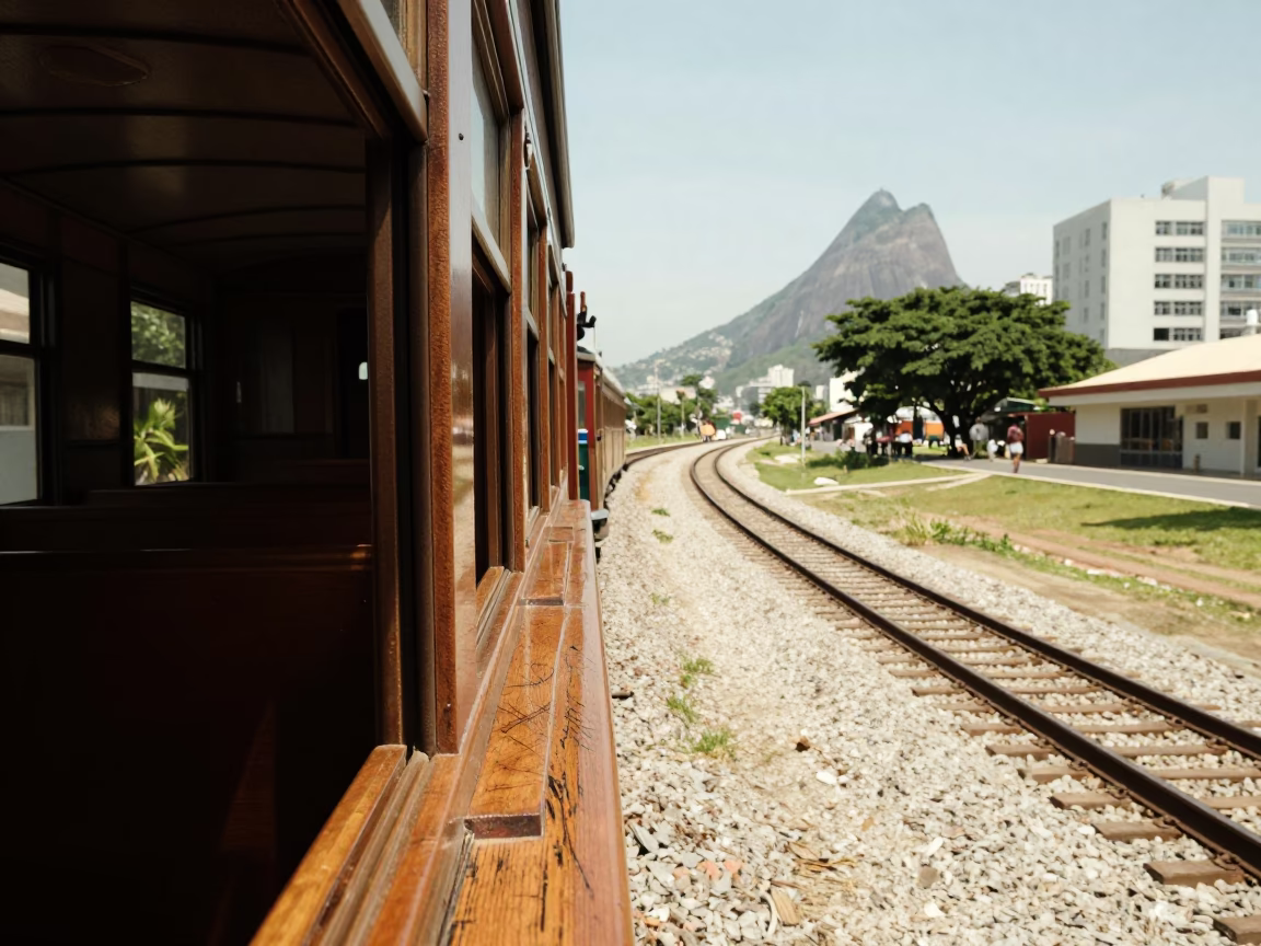Rio De Janeiro Train Carriage at The Flat Glare Of Noon Light in in Rio de Janeiro, Brazil