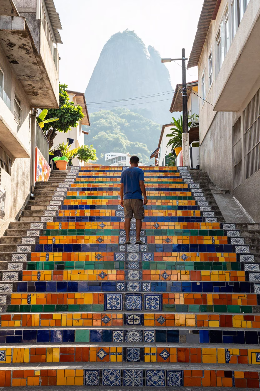 Rio De Janeiro Worker Pausing in in Rio de Janeiro, Brazil