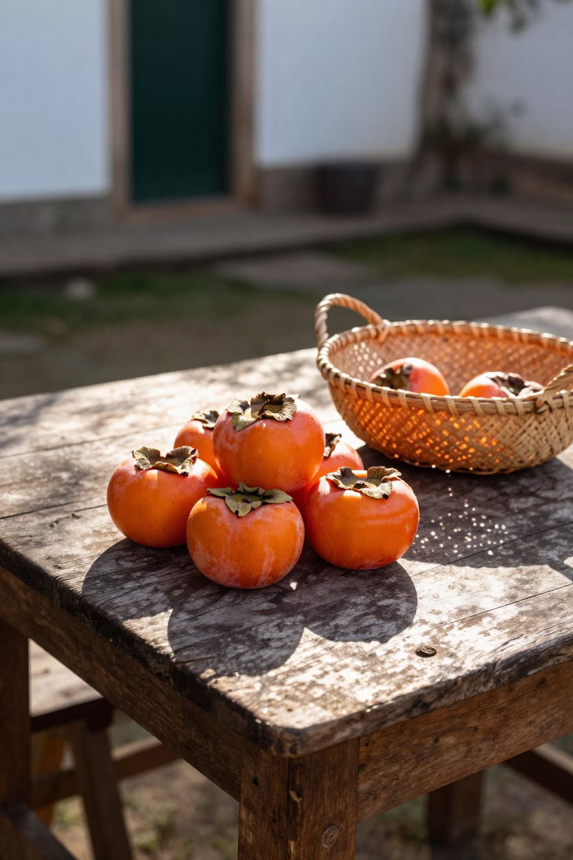 Ripe Persimmons in Salvador in in Salvador, Brazil