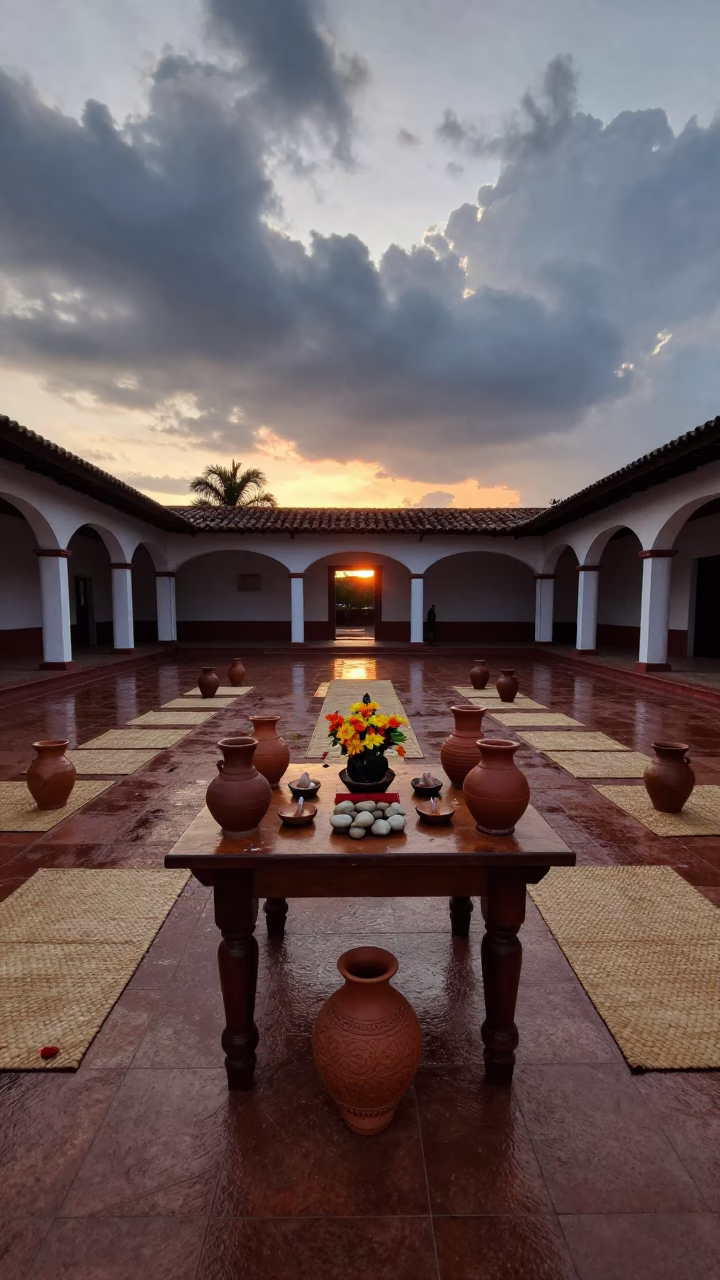 Ritual Offering Table Sunset Barquisimeto in in a ceremonial hall in Barquisimeto