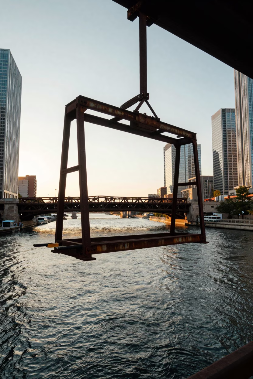 River Bridge Maintenance Cradle in Chicago in in Chicago, Illinois, United States