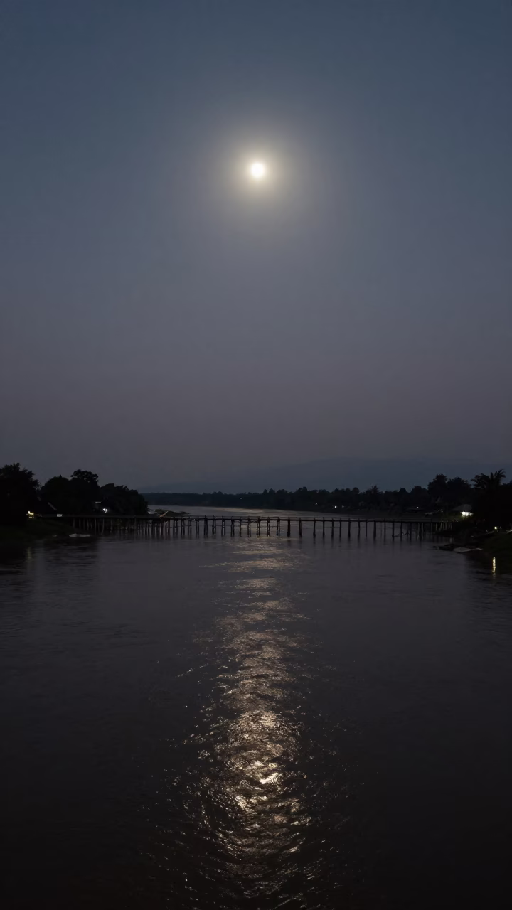 River Horizon in Luang Prabang at Deep In The Night Light in in Luang Prabang, Laos
