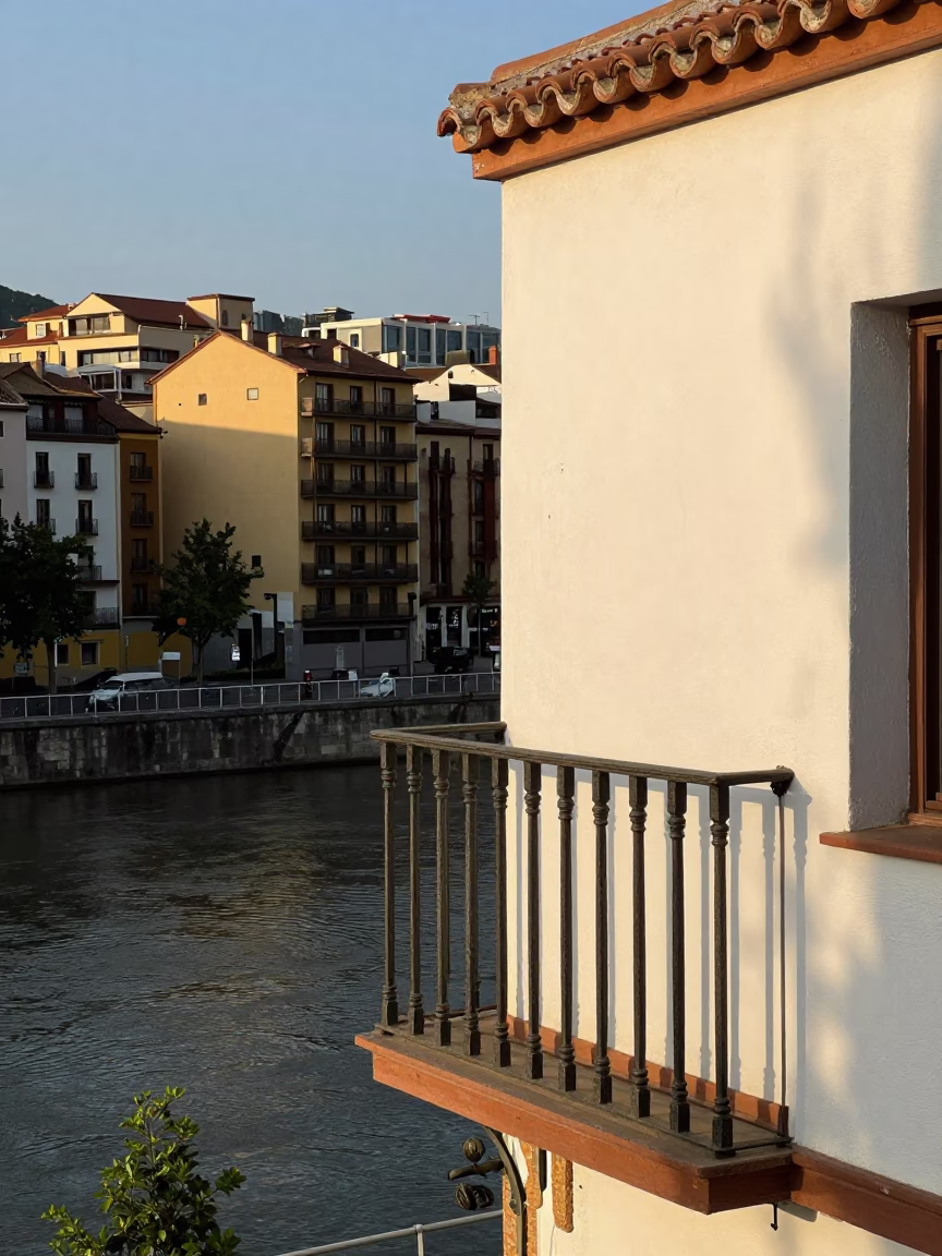 River in Bilbao at Evening Light in in Bilbao, Spain