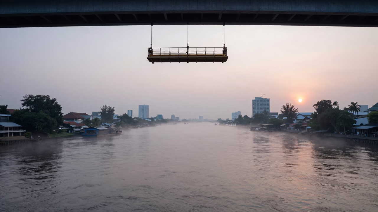 River Landscape in Bangkok at Sunrise Light in in Bangkok, Thailand