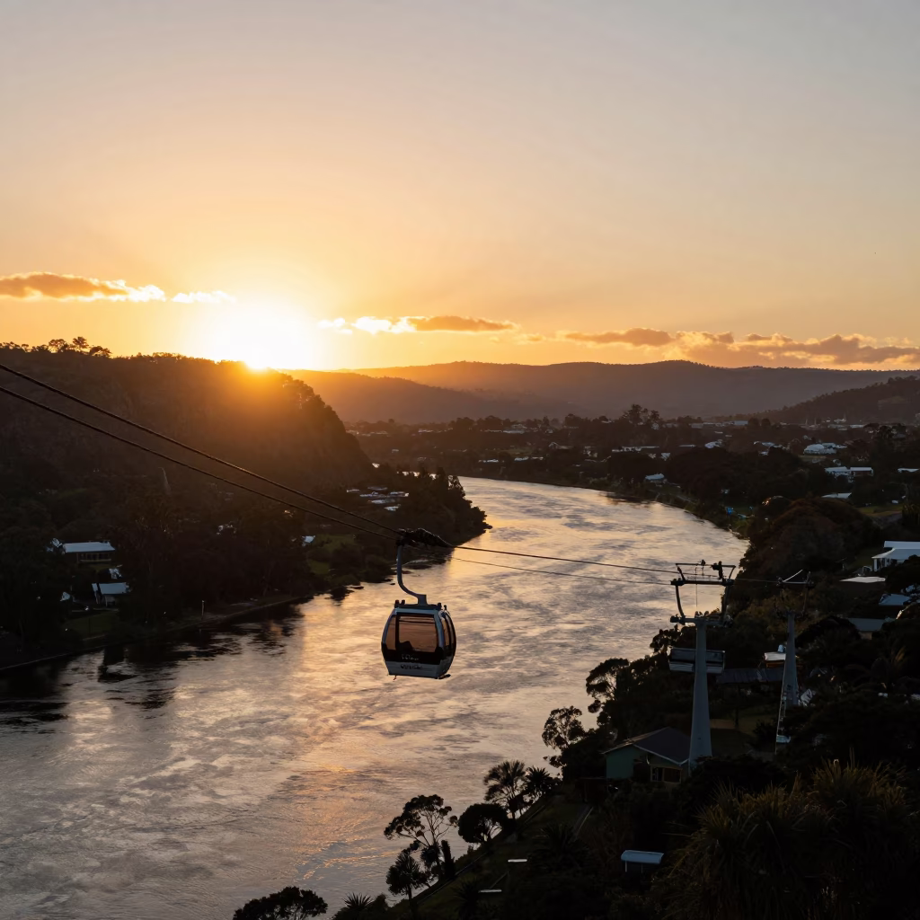 River Valley in Hobart at Golden Hour in in Hobart, Tasmania, Australia