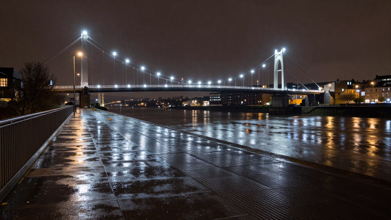 River Water in Bristol at Late At Night Light in in Bristol, United Kingdom