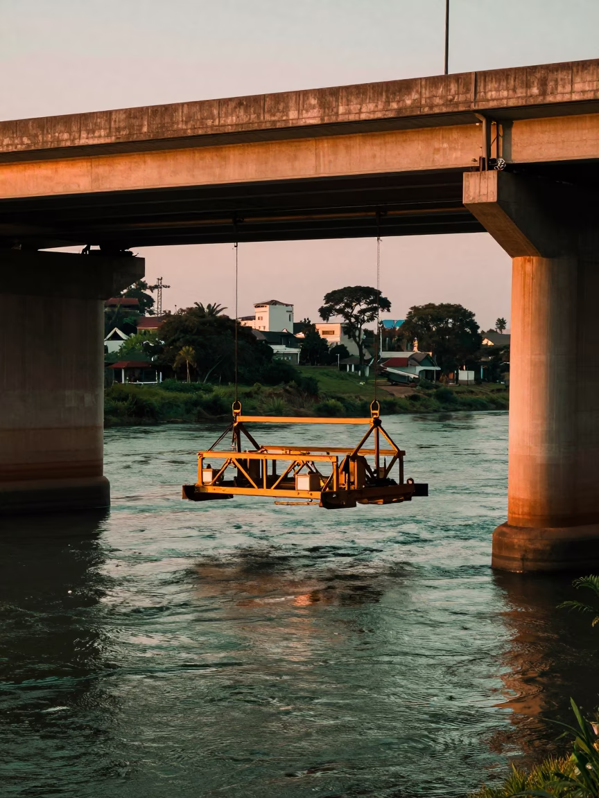River Water in Durban at Copper-toned Light Before Dusk in in Durban, South Africa