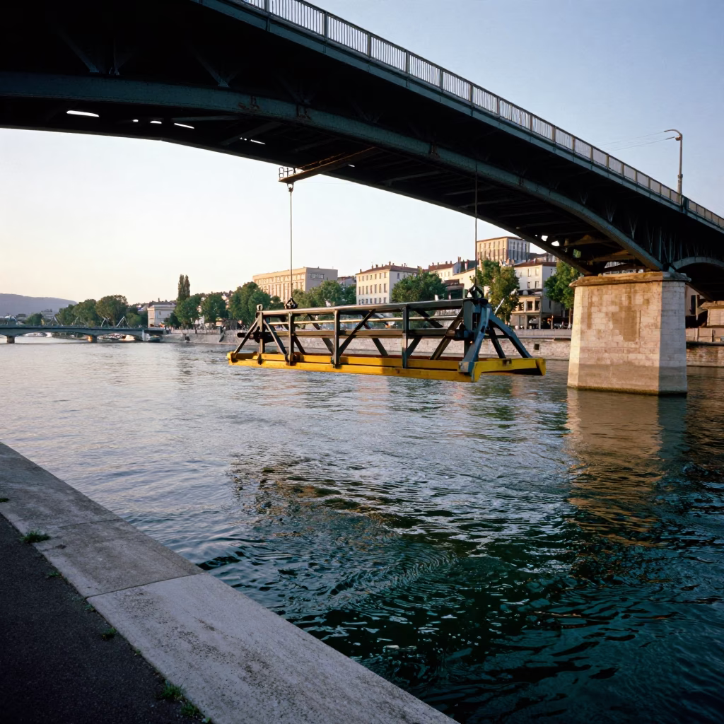River Water in Lyon at The Early Evening Light in in Lyon, France