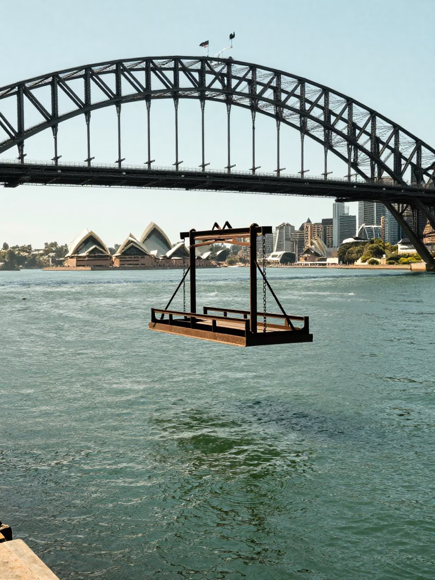 River Water in Sydney at The Flat Glare Of Noon Light in in Sydney, New South Wales, Australia