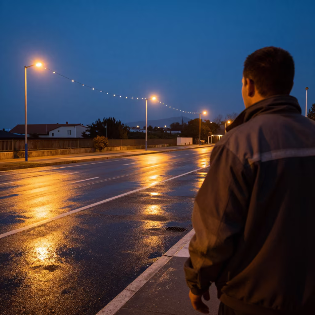 Road Mechanic by Platform Edge at Predawn in near Split