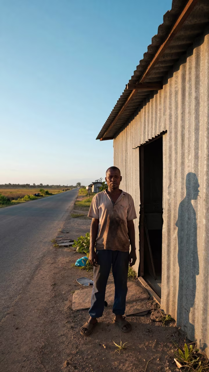 Road Mechanic at Dawn Hurumzi Harbor in near open fields near Hurumzi, Zanzibar City