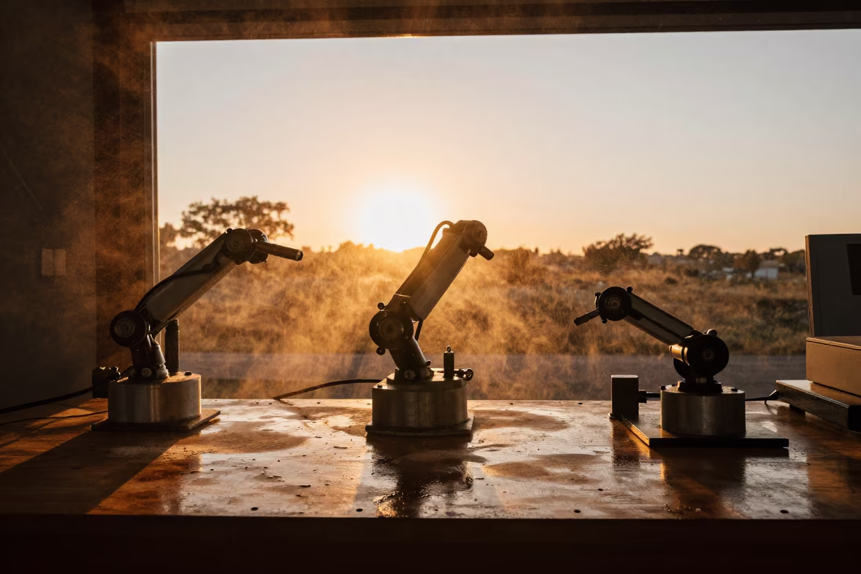 Robotics Bench in Amber Monsoon Light in near Luena