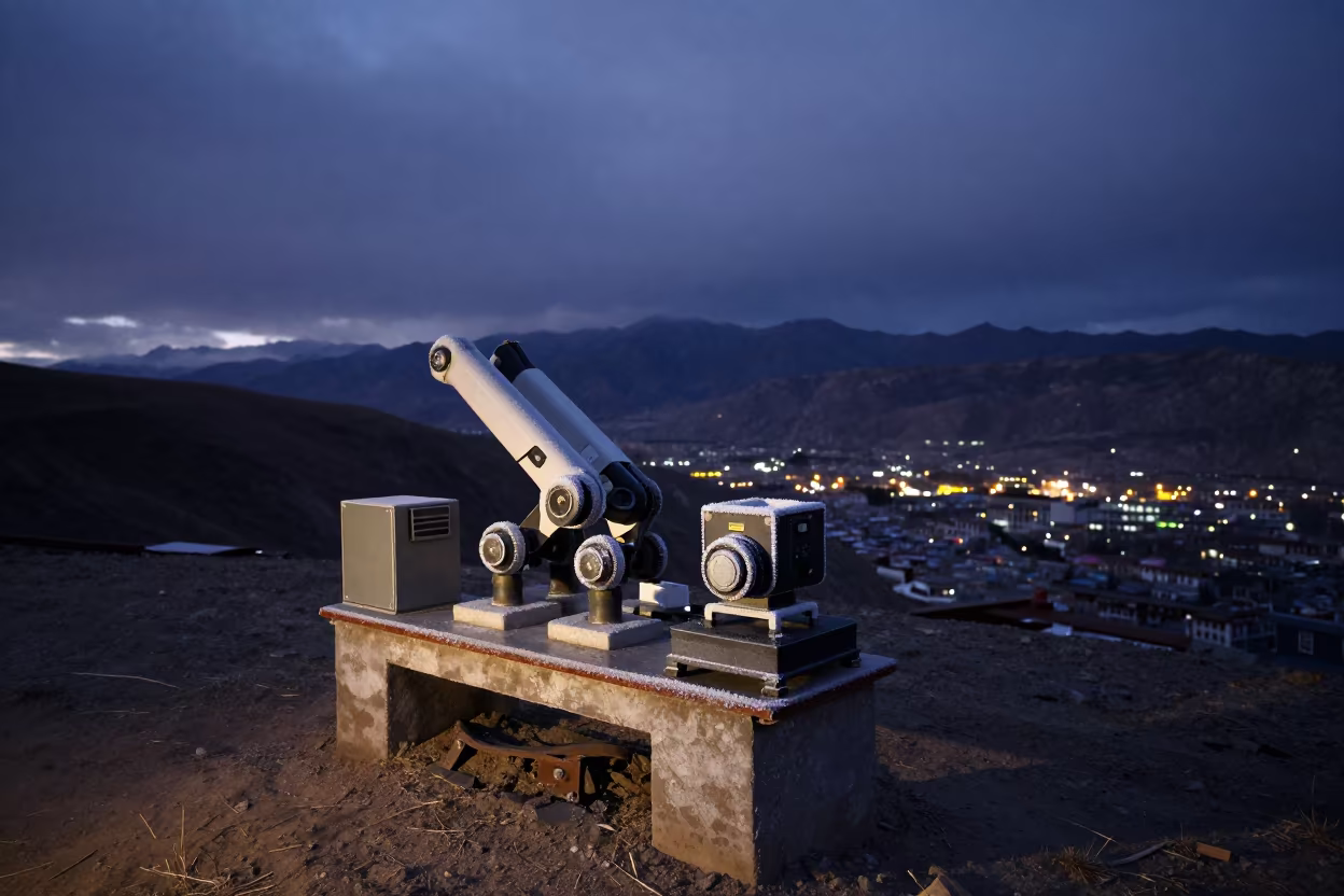 Robotics Bench in Lhasa Under Early Spring Shadow in in Lhasa
