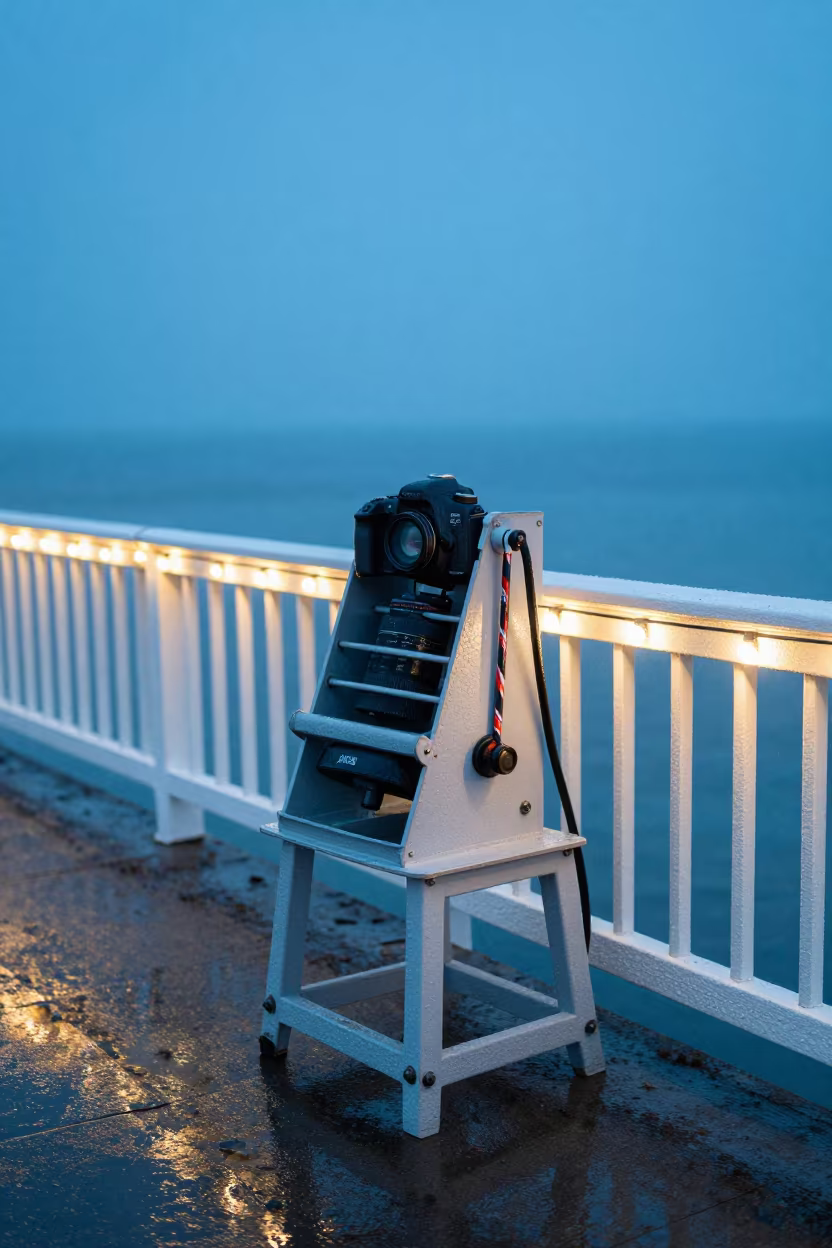Rock Crusher on Pier Railing Evening Glow in on a pier railing near Santa Teresa del Tuy