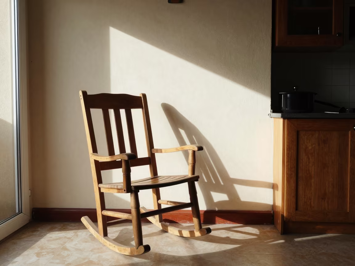 Rocking Chair Shadow on Basra Cabin Wall in in a cozy kitchen in Basra