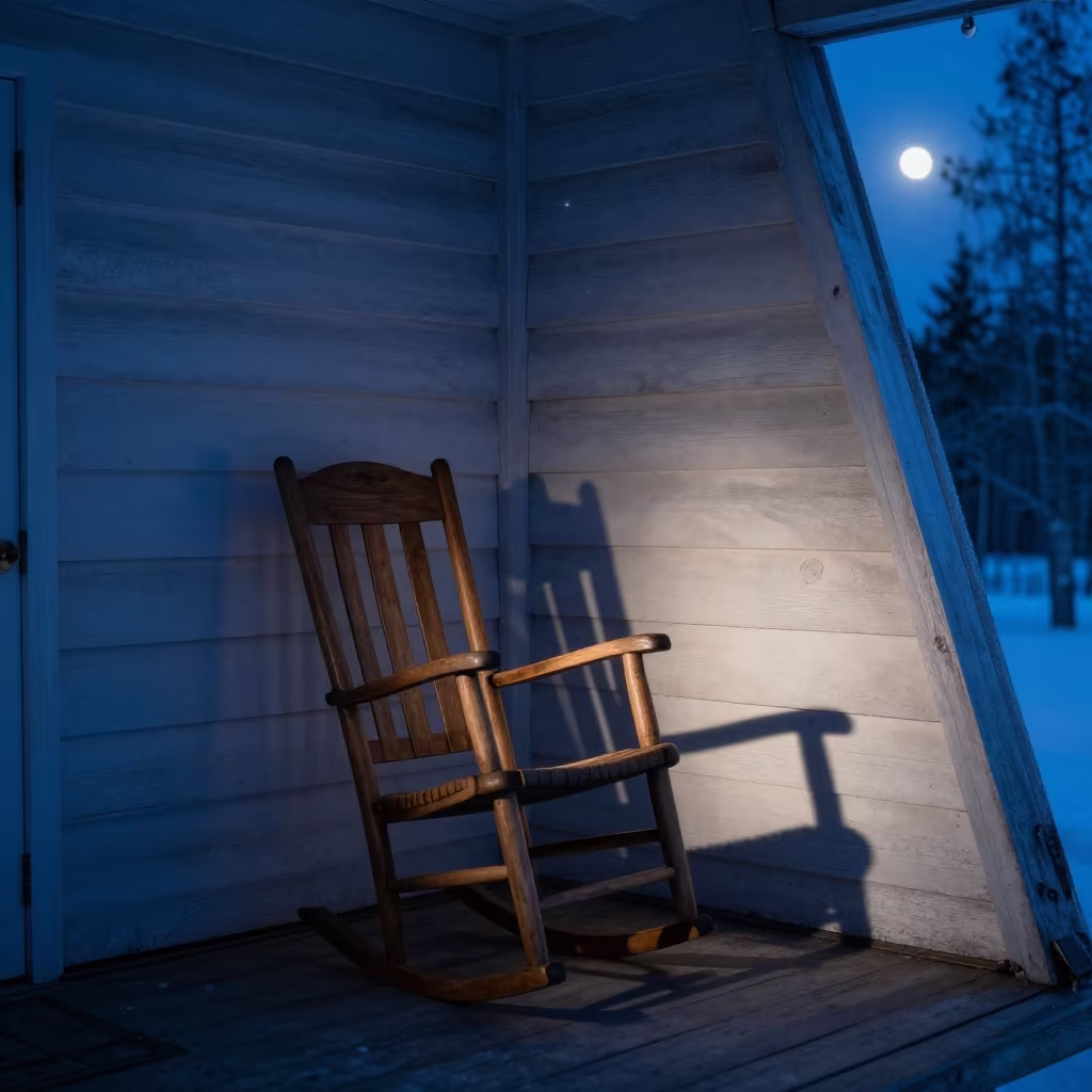 Rocking Chair Shadow and Second Sun in Lahti Cabin in in a breakfast nook in Lahti