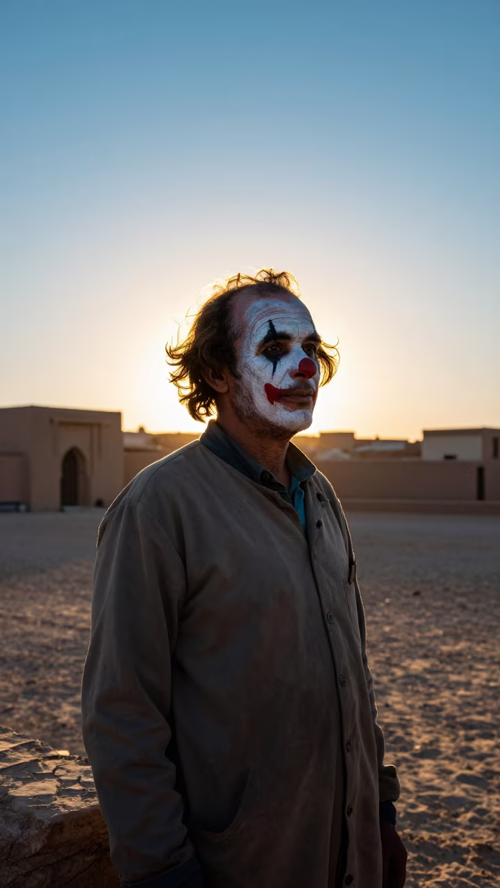 Rodeo Clown Portrait in Khemisset Sunset Silhouette in in Khemisset