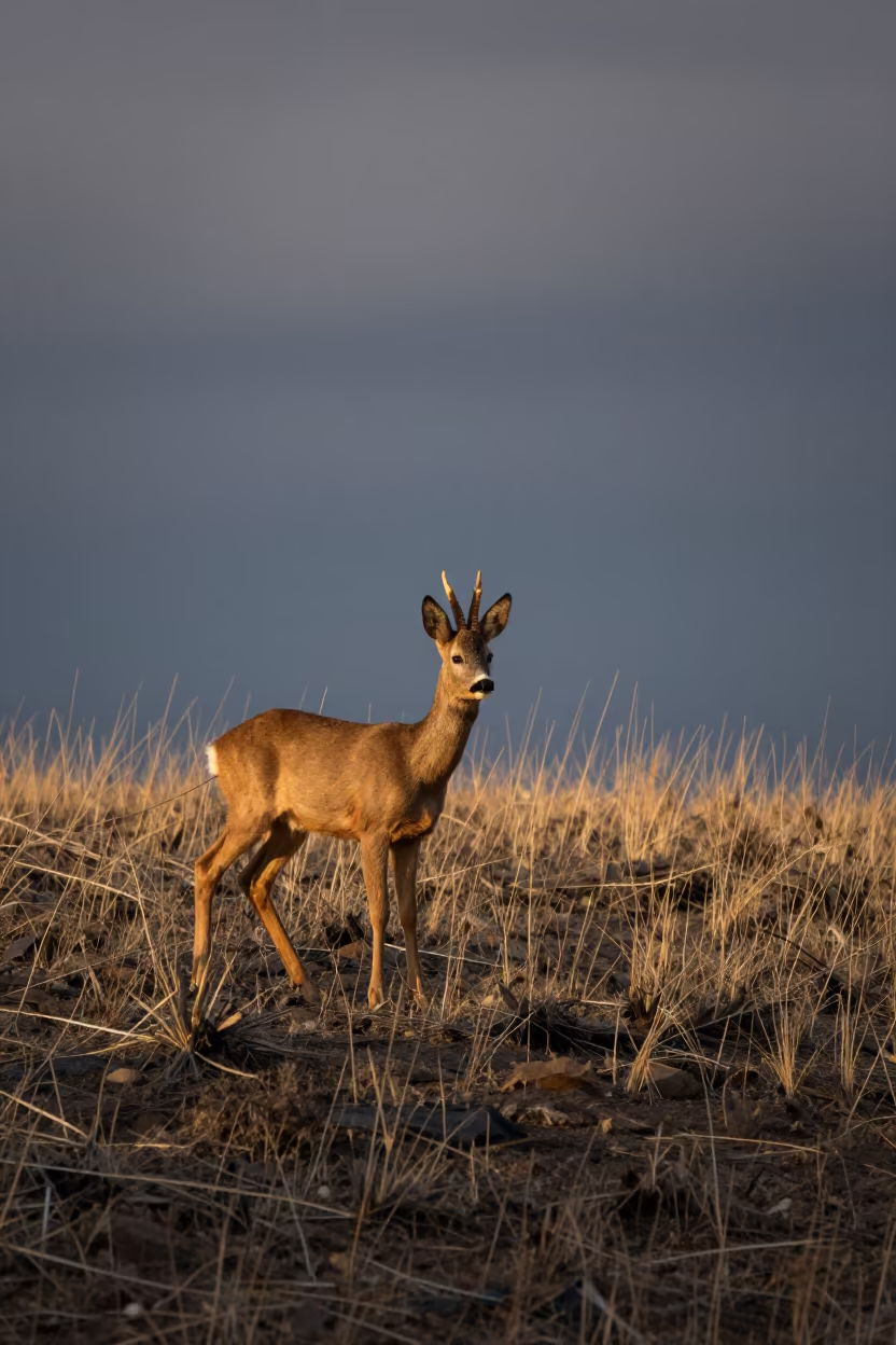 Roe Deer Fawn Twilight Ridge Astana in on a wind-scoured ridge near Astana