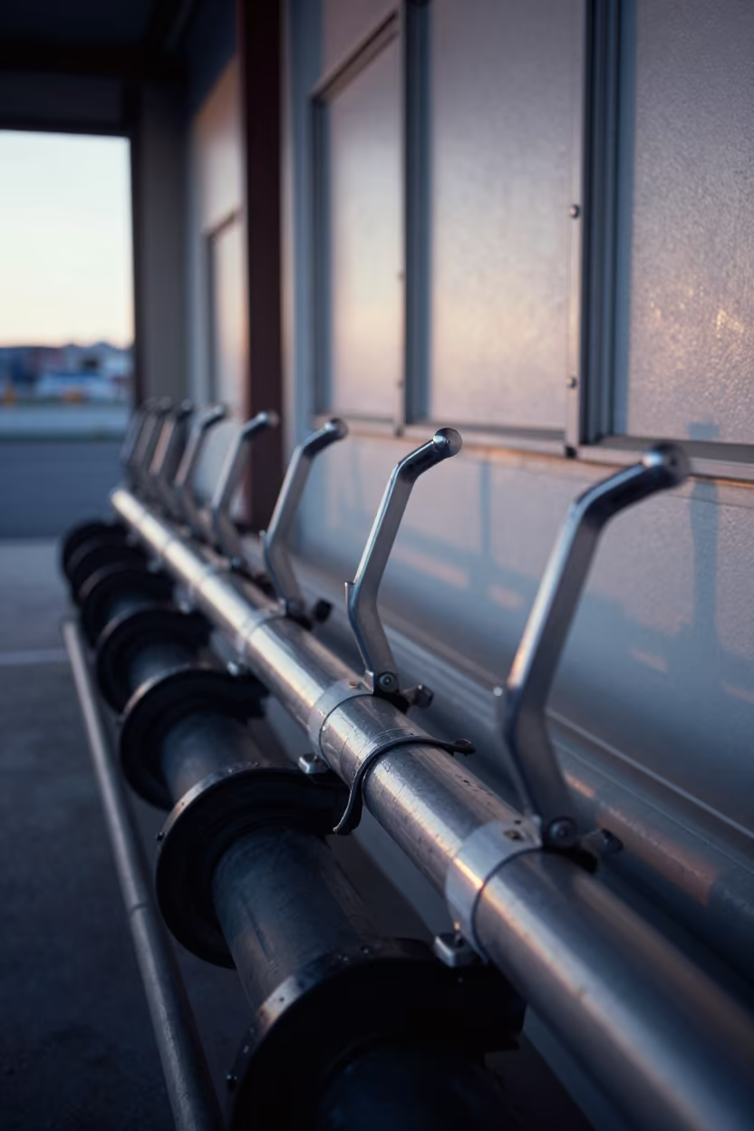 Roll Cage Brake Levers at Dawn in Lisbon in at a fulfillment packing station in Lisbon