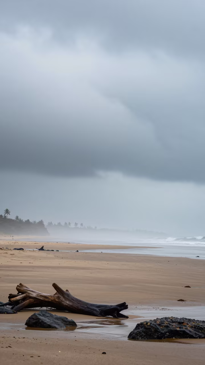 Roll Cloud Over Colaba Beach at Dawn in across a storm-bright plain near Colaba, Mumbai