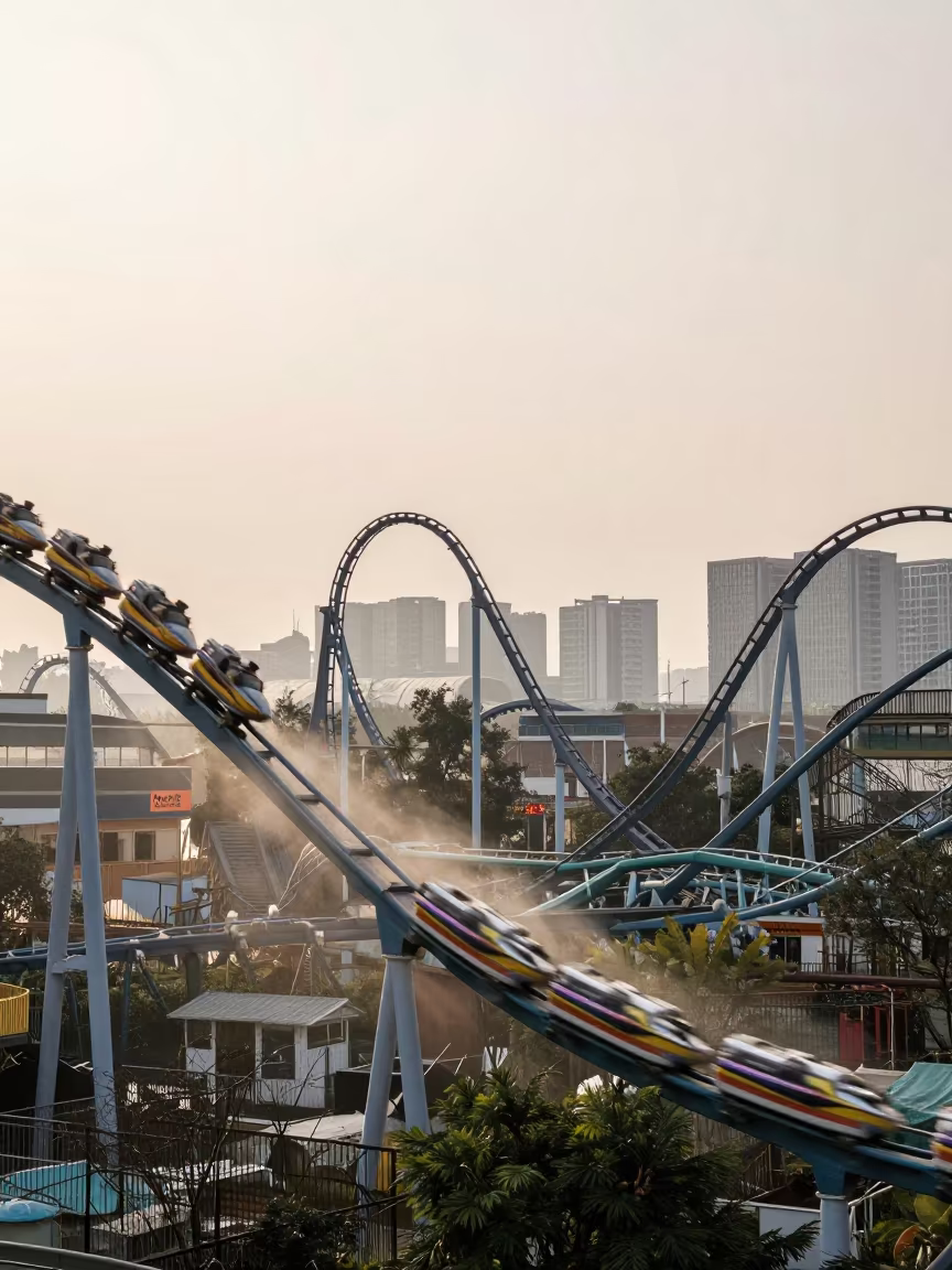 Roller Coaster Light Trails Early Morning Chengdu in near Taikoo Li, Chengdu