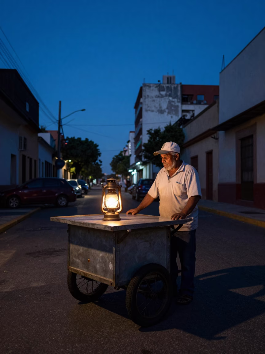 Rolling Cart in Buenos Aires at The Still Hours Before Dawn Light in in Buenos Aires, Argentina