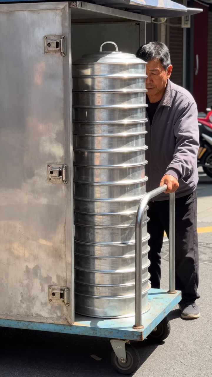 Rolling Carts at Midday Light in Taipei in in Taipei, Taiwan