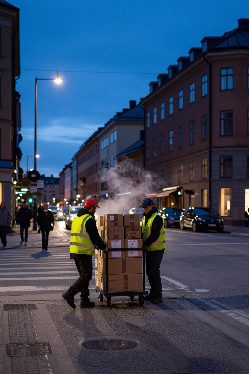 Rolling Carts in Stockholm at Blue Hour in in Stockholm, Sweden