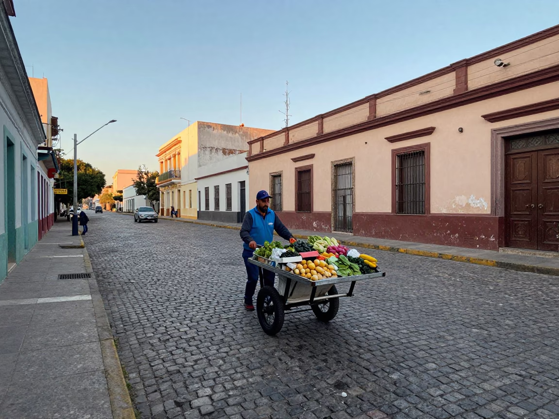 Rolling Carts just after sunrise in Buenos Aires in in Buenos Aires, Argentina