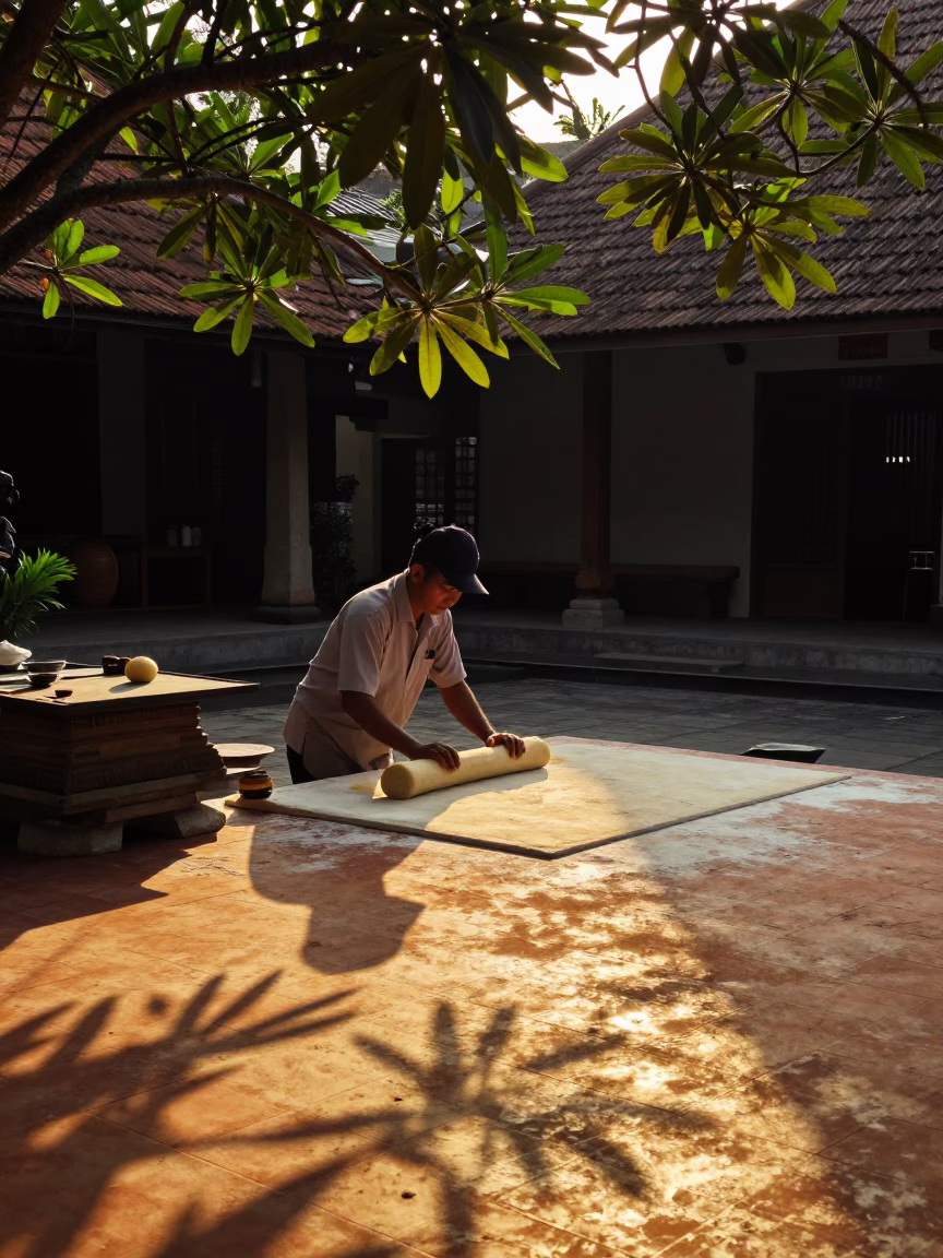 Rolling Dough in Yogyakarta in in Yogyakarta, Indonesia
