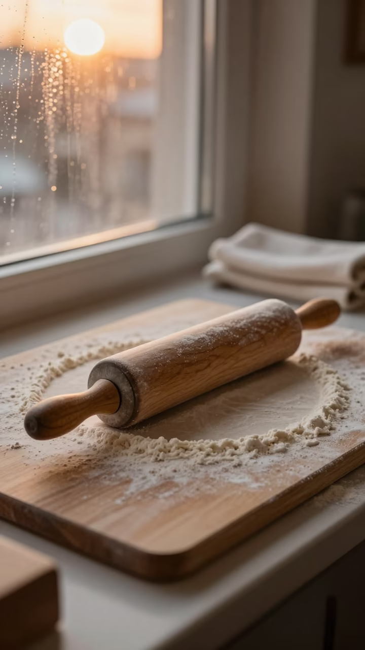 Rolling Pin on Flour Board in Tbilisi Museum in on a museum plinth in Marjanishvili, Tbilisi