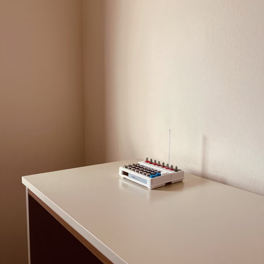 Rolodex on Office Desk with Paper Dust in on a hotel dresser in Kimberley