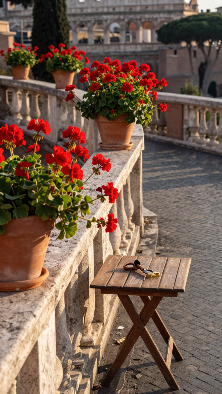 Roman Terrace just after sunrise in Rome in in Rome, Italy