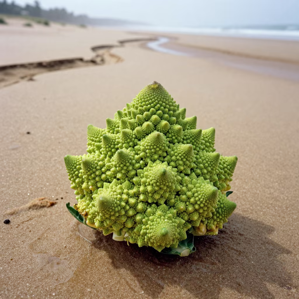 Romanesco Broccoli Fractal Pattern Aerial View in above dune fields and dry wadis near Port Harcourt