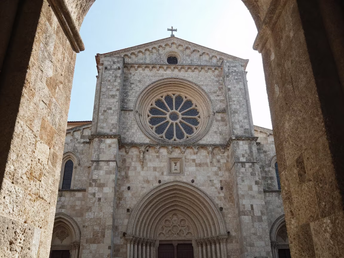 Romanesque Church Rose Window Skylit Passageway in inside a skylit passageway near Valladolid