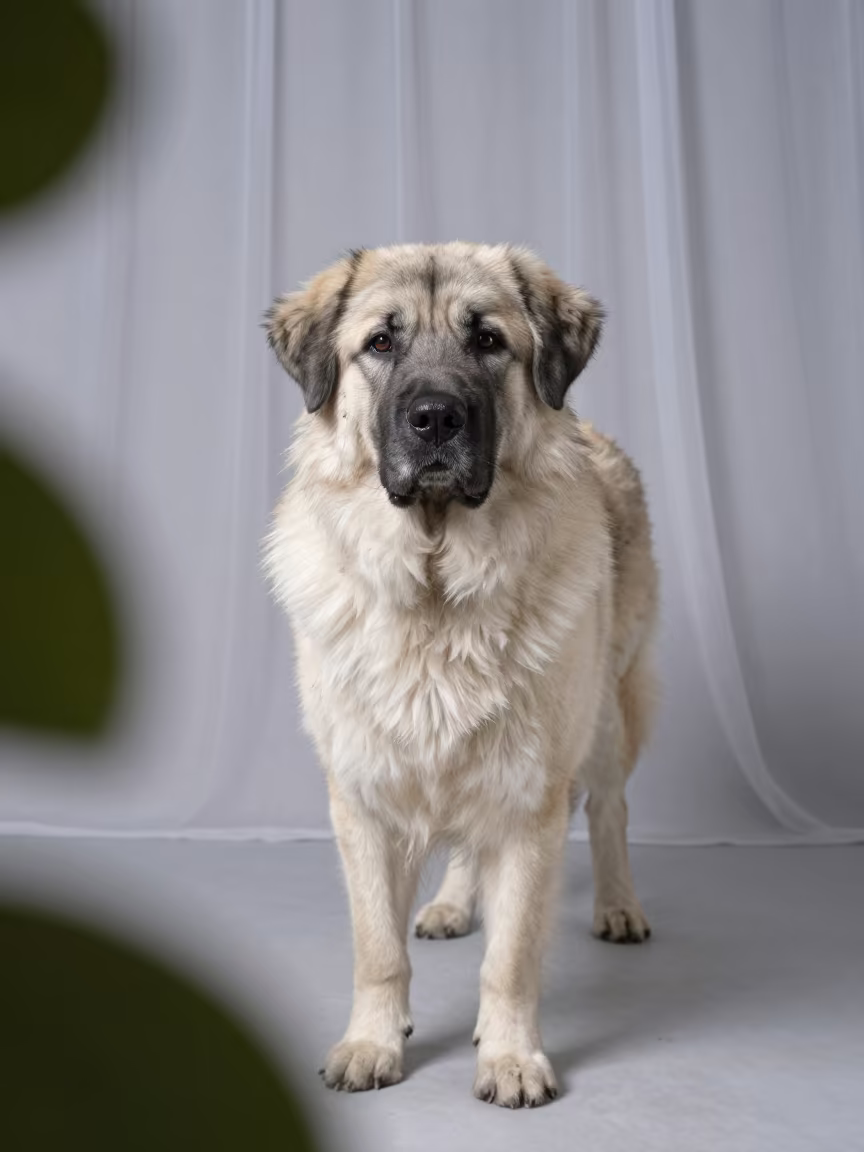 Romanian Mioritic Shepherd Portrait Studio in in a quiet portrait studio with a plain backdrop and eye-level framing near Chittagong