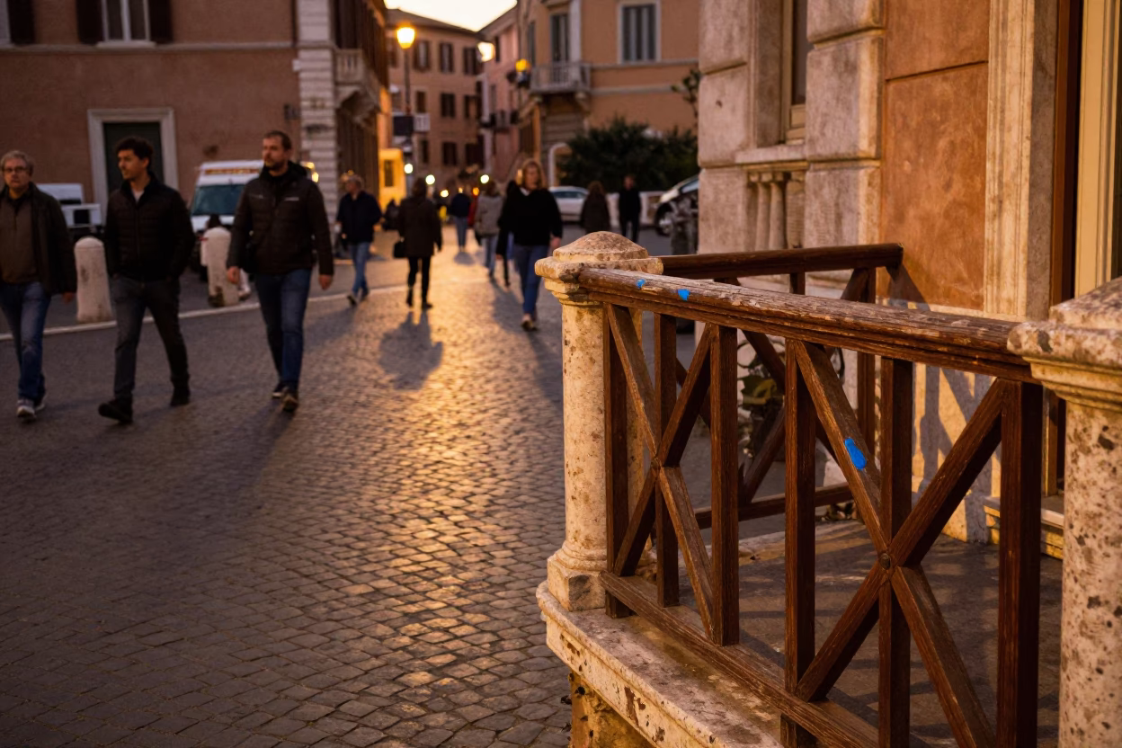 Rome Italy Evening Street Scene with Paint Flecks and Artistic Details in in Rome, Italy