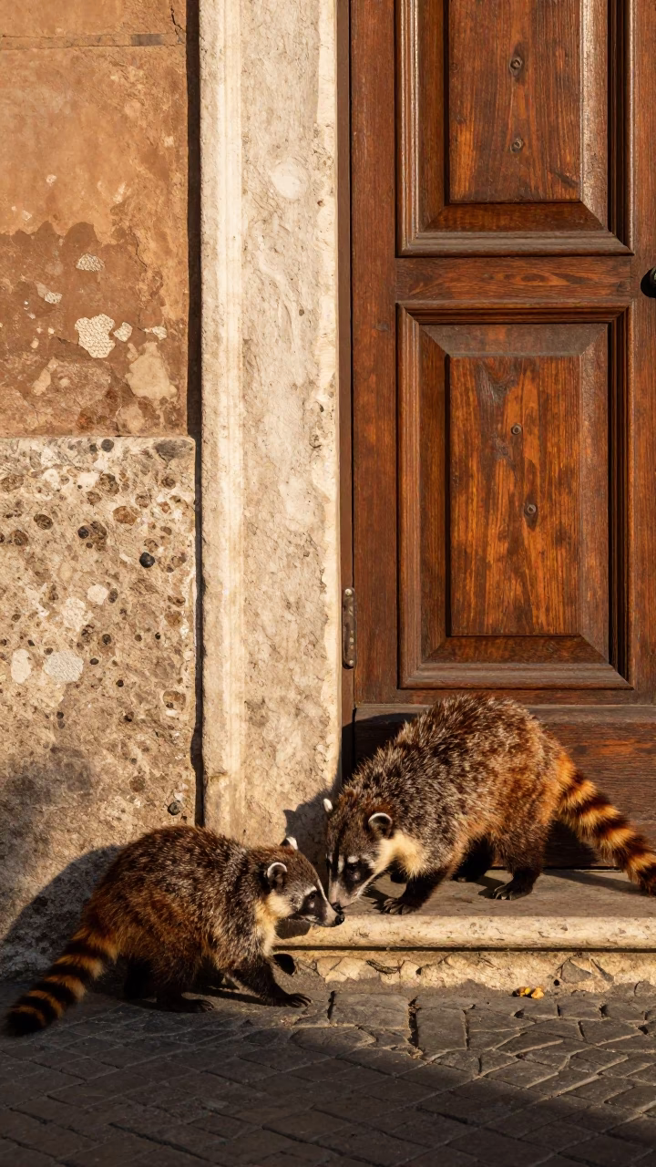 Rome Italy Late Afternoon Street Scene with Coati and Rusty Deadbolt in in Rome, Italy