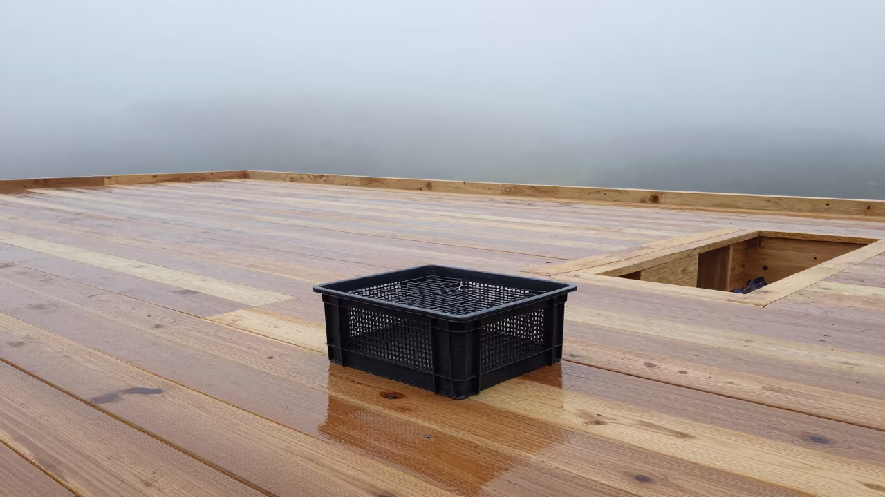 Roof Drain Strainer Crate on South African Construction Deck in on an active construction deck in South Africa