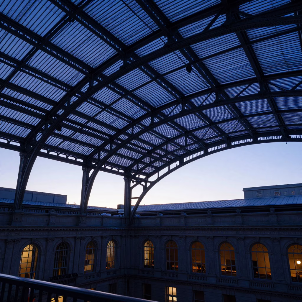 Roof Structure in San Francisco at The Still Hours Before Dawn Light in in San Francisco, California, United States
