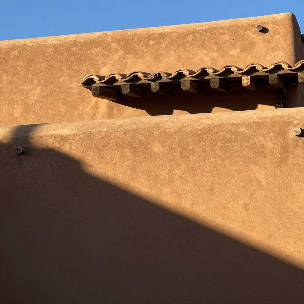 Roof Tiles at The Early Afternoon Light in Santa Fe in in Santa Fe, New Mexico, United States