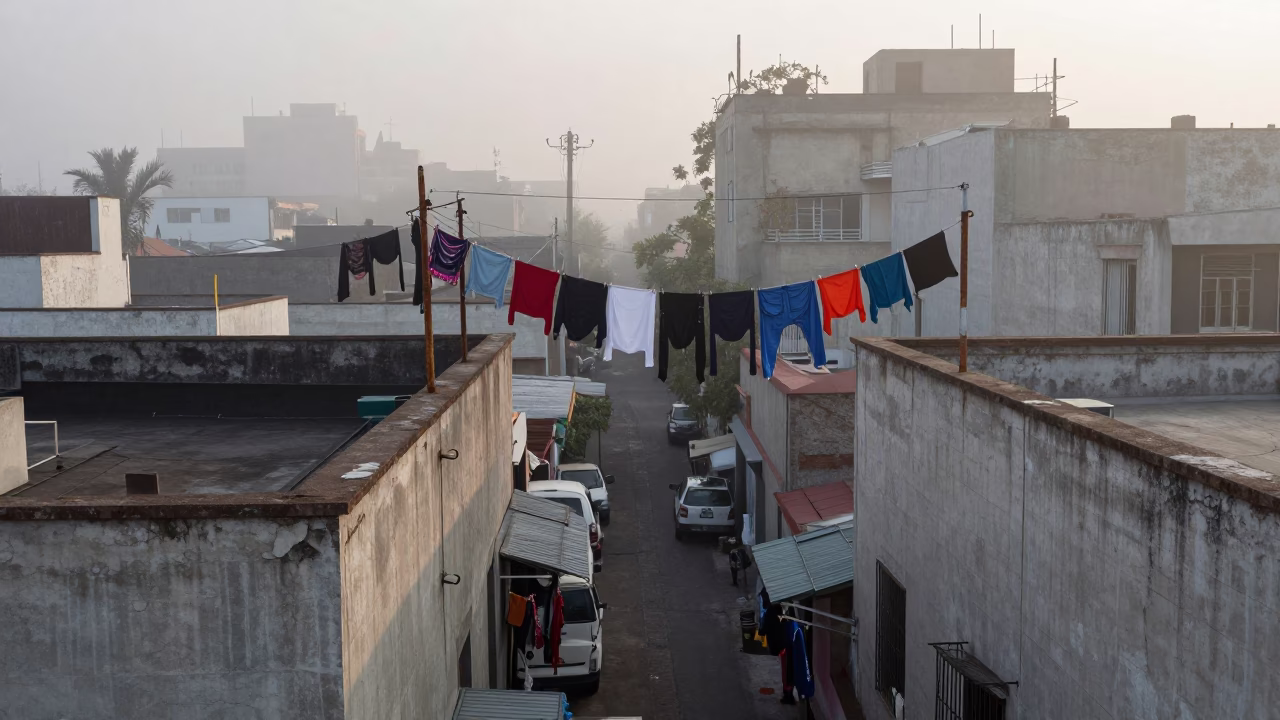Rooftop Alley in Mexico City at Dawn Light in in Mexico City, Mexico
