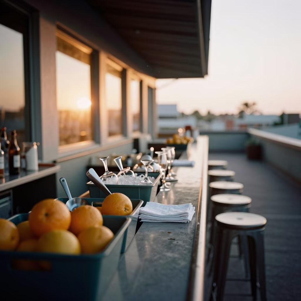 Rooftop Bar Service Rail Cabinda in in a quiet guest corridor in Cabinda