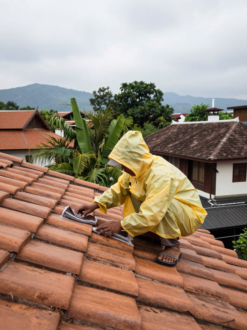 Rooftop Tiles in Chiang Mai in in Chiang Mai, Thailand