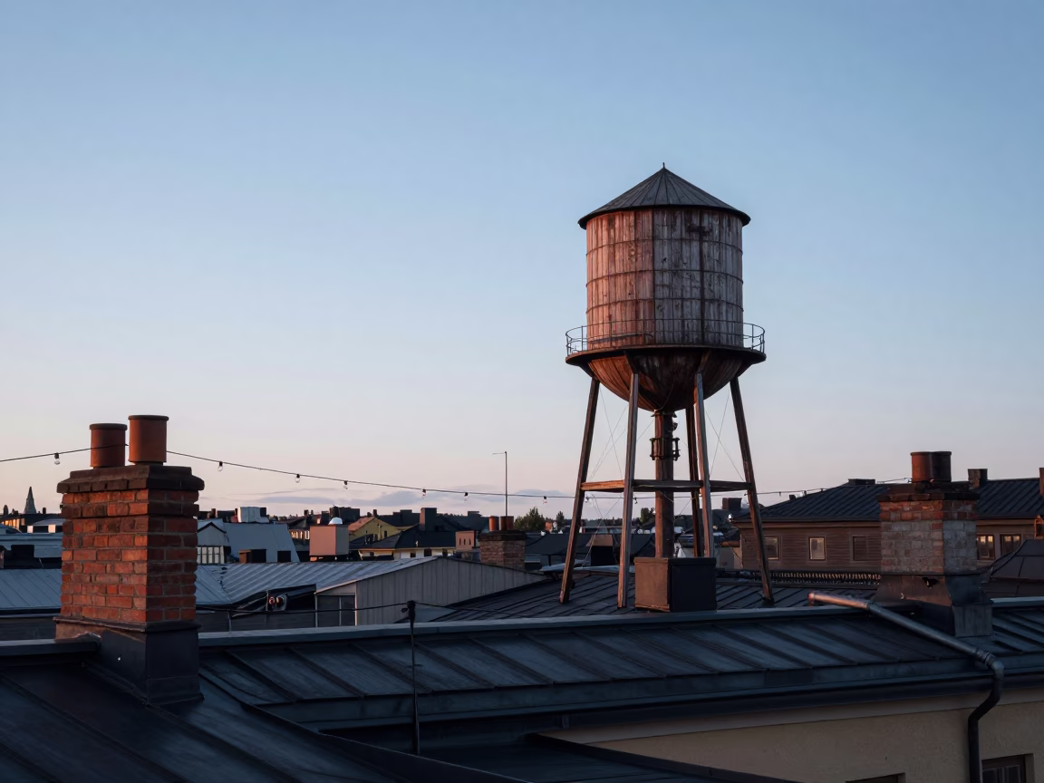 Rooftop View at Nautical Dawn Light in Stockholm in in Stockholm, Sweden