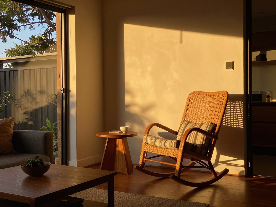 Room Interior in Johannesburg at Honeyed Evening Light in in Johannesburg, South Africa