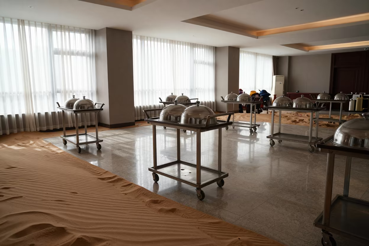 Room Service Cart Before Service Shenzhen in inside a banquet hall before service in Shenzhen