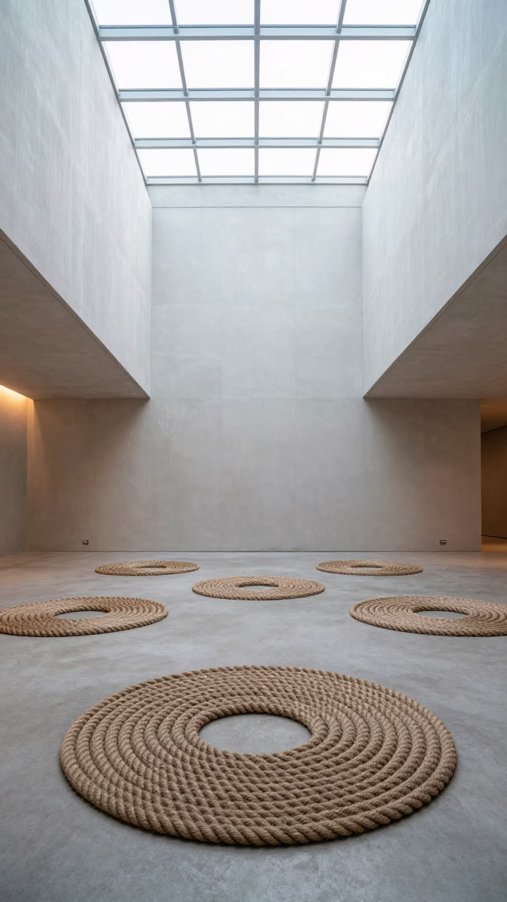 Rope Coil Geometry in Tokyo Atrium Skylight in inside a vaulted atrium in Tokyo